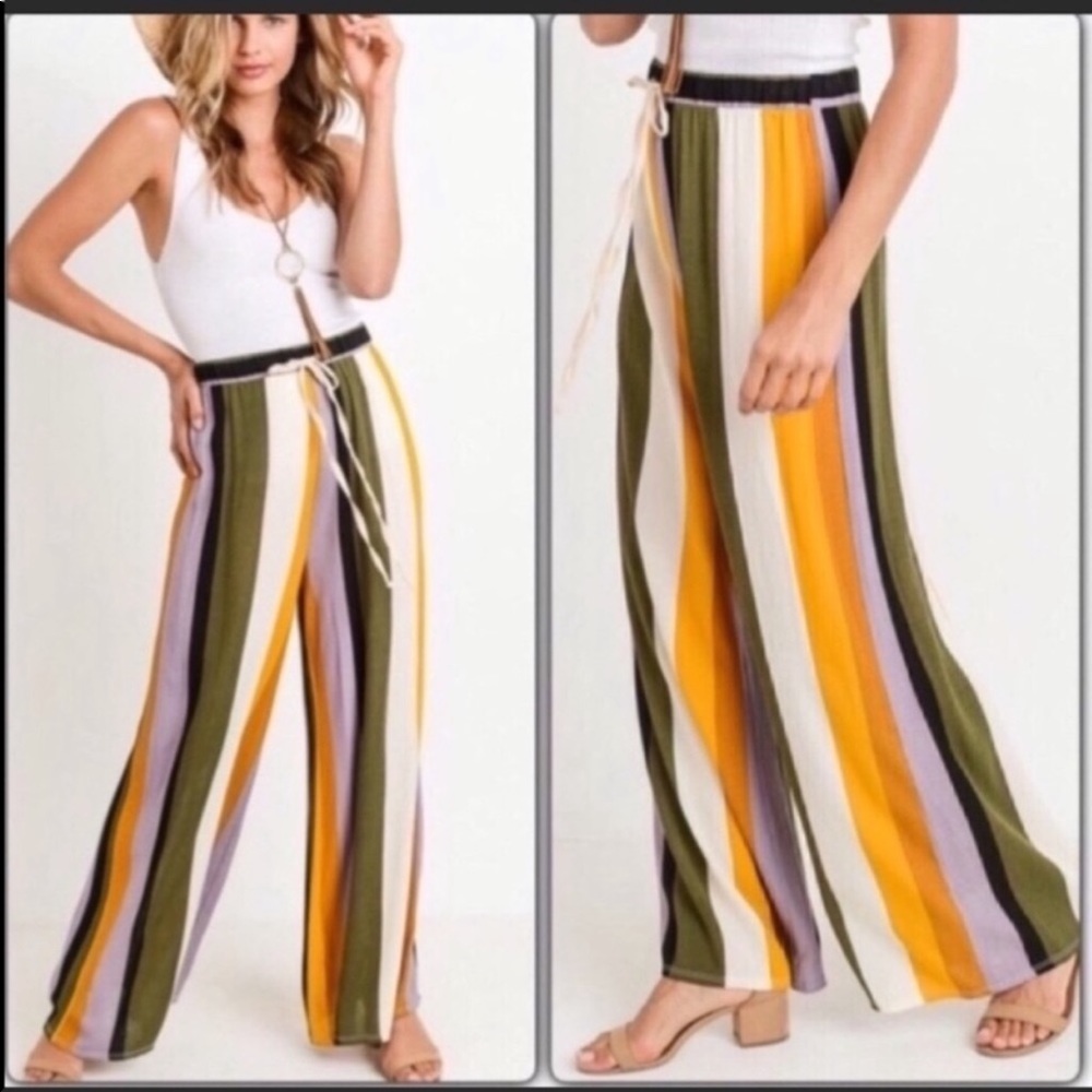 Mustard and Olive Wide Leg Pants - Picture 1 of 4